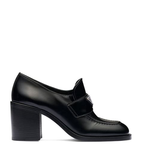 heeled prada loafers|Prada heeled loafers harrods.